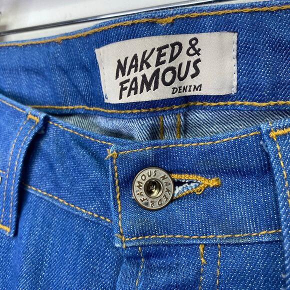 NAKED & FAMOUS Super Skinny Guy Jeans Mens 31 Japanese Denim Blue Button Fly - Picture 3 of 12